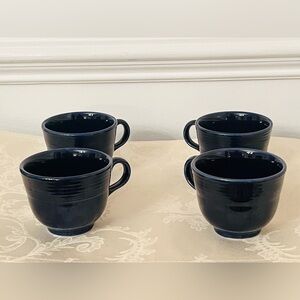 Rustic Homer Laughlin HCL Fiesta USA Cobalt Blue Coffee Cups: Set of Four